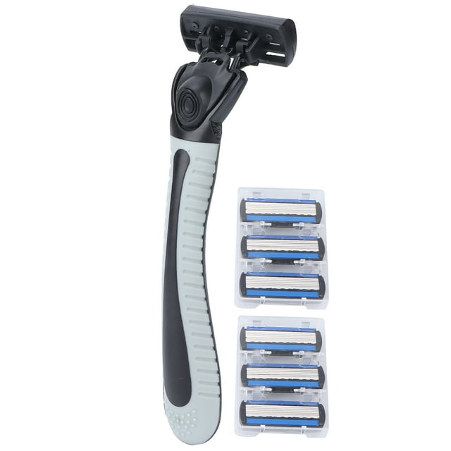 Manual Set, Six Layers Elastic Sensing Blade Men's Silver White Reusable with 6 Blades for Men for Daily Use