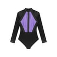thumbnail image 5 of CHICTRY Womens Rhinestone Ballet Gymnastics Leotard Metallic Long Sleeve Rhythmic Gymnastics Dance Bodysuit Light Purple S, 5 of 7