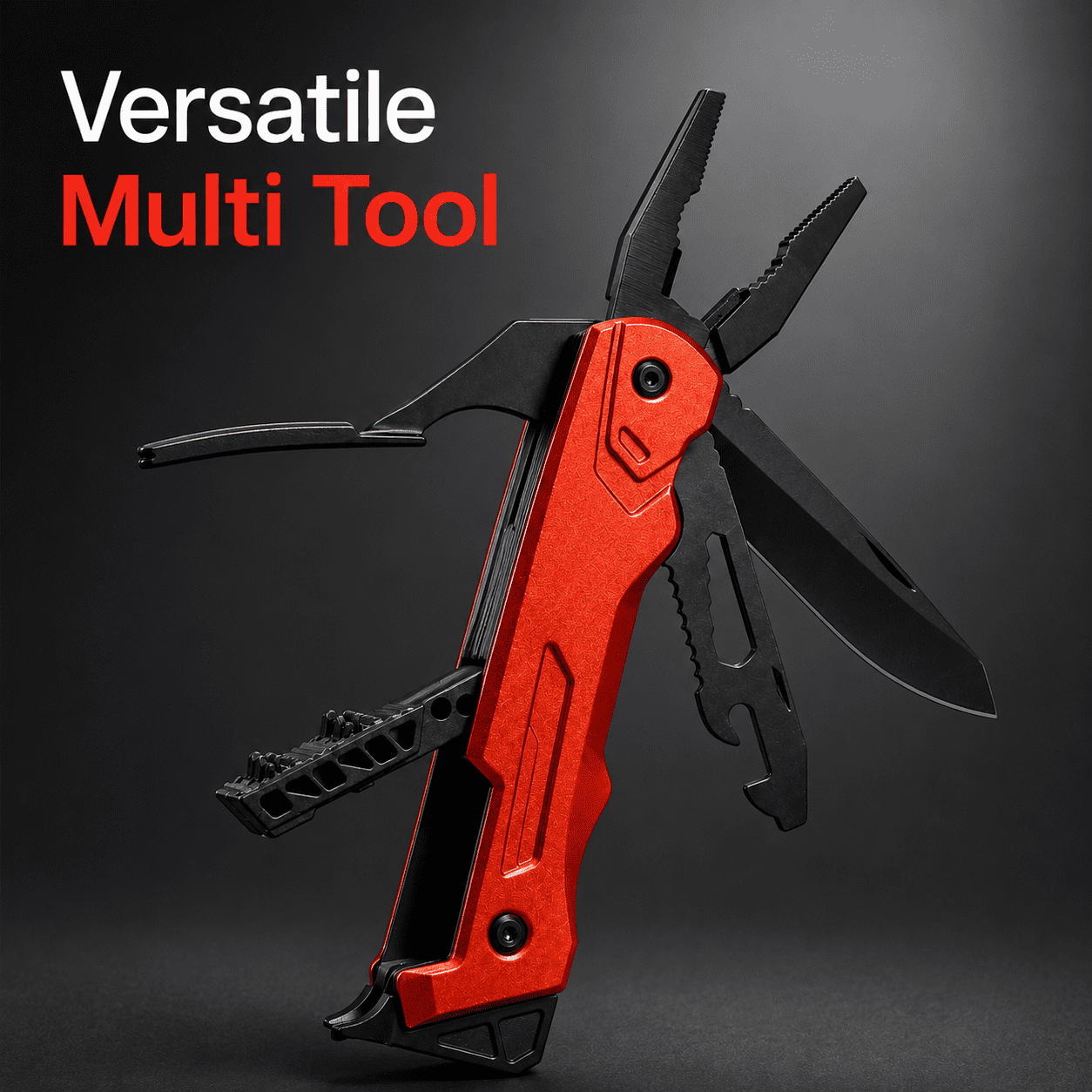 Multitool Pliers, Heavy Duty Stainless Steel Foldable Pocket Tool for Camping, Hiking and Outdoor Survival, Compact Precision Gear with Portable Sheath, Crimson Luxe Red