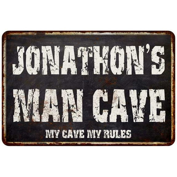 JONATHON'S Man Cave Black Grunge Sign Home Decor Gift Cave Funny 108120004471