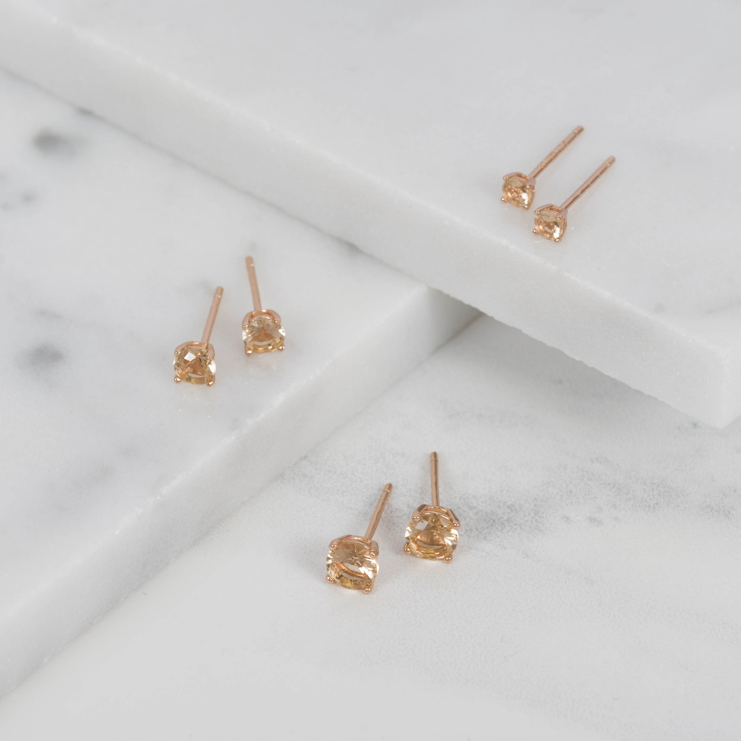 Marisol & Poppy Morganite Cubic Zirconia 3-Piece Stud Earrings Set in Rose Gold over Sterling Silver for Women & Teens