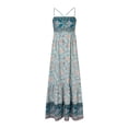 thumbnail image 4 of Gibobby Vestido largo de verano para mujer Vestido holgado informal informal con cinturón de flores y cinturón Halter de verano para mujer(Azul,M), 4 of 5