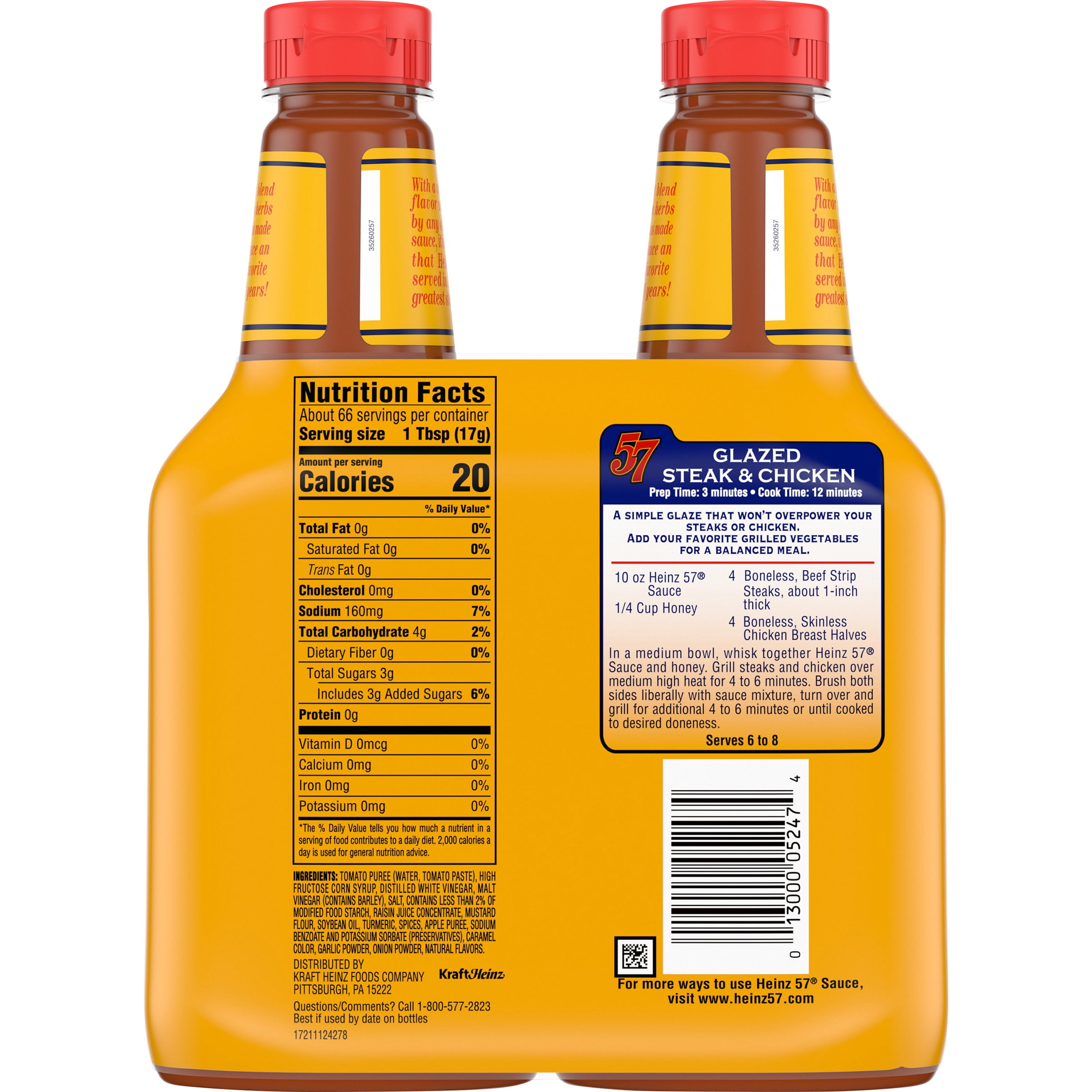 Heinz 57 Sauce, 2 ct Pack, 20 oz Bottles