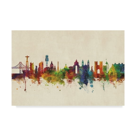 Trademark Fine Art 'Lisbon Portugal Skyline' Canvas Art by Michael Tompsett