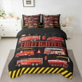 thumbnail image 3 of Manfei Fire Engine 7 Pieces Bedding Comforter Set,Firefighter Full Bedding Set,Red Black Fitted Sheet Flat Sheet For Teens Kid,Luxury Bedroom Decor Reversible, 3 of 9