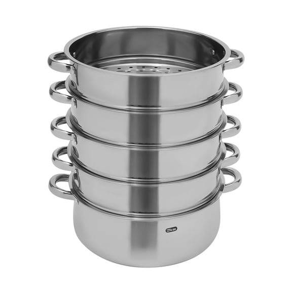 Dwellnix 5-Tier Stackable Steamer Pot, 11-Inch Stainless Steel Induction-Compatible Cookware for Vegetables, Fish & Dumplings