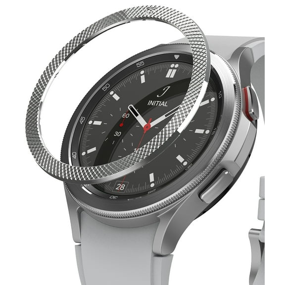 Ringke Bezel Styling Compatible with Samsung Galaxy Watch 4 Classic 46mm Bezel Ring Stainless Steel Adhesive Scratch Protection Cover Accessory - Silver (46-40)