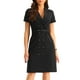 thumbnail image 1 of Vestido de mujer Allegra K verano 2023 manga corta solapa cuello en V doble botonadura cinturón Negro XS, 1 of 6