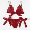 thumbnail image 5 of Women Bra Cute Underpant Plus Size for Women Cute Scalloped Trim Tie Side Bra Lingerie for Women Lace Set Lingerie Bow Satin Chemise Lingerie for Women Plus Size, 5 of 6