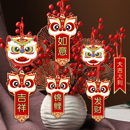 

Hadanceo 7/18Pcs Spring Festival Pendants Jubilant Decorative Chinese Style The Jade Rabbit Sends Blessings Pendants for Chinese New Year