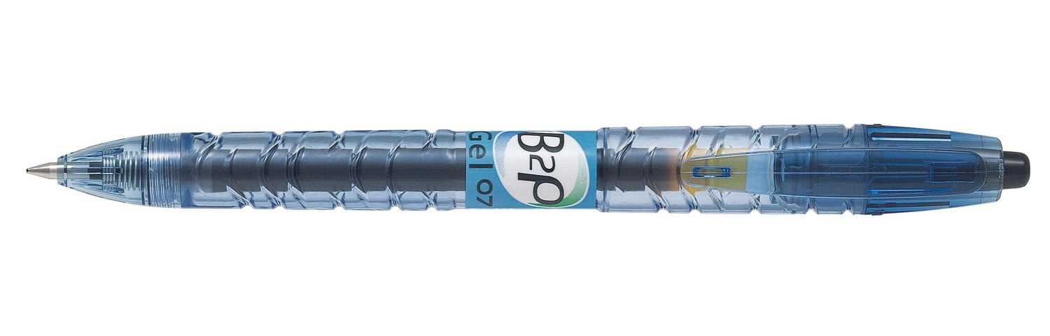 PILOT B2P Stylos à bille roulante rétractables à encre gel - Noirs Pointe fine de 0,7mm, 2-pqt