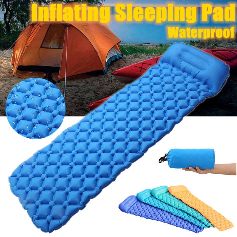 camping yeacher inflatable sleeping mat with pillow,camping mat ultra-light sleeping mat for backpacking hiking green