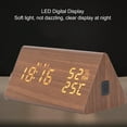 thumbnail image 4 of Wooden Alarm Clock with LED Digits, 11 Alarm Tones, MDF & ABS Material, Voice Control & Weekend Alarm Function for Bedroom, Bedside LED Clock, Temperature & Date Display, 4 of 7