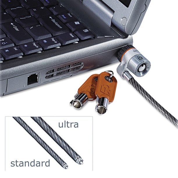 Kensington MicroSaver Keyed Ultra Laptop Lock, 6ft Steel Cable, Two Keys