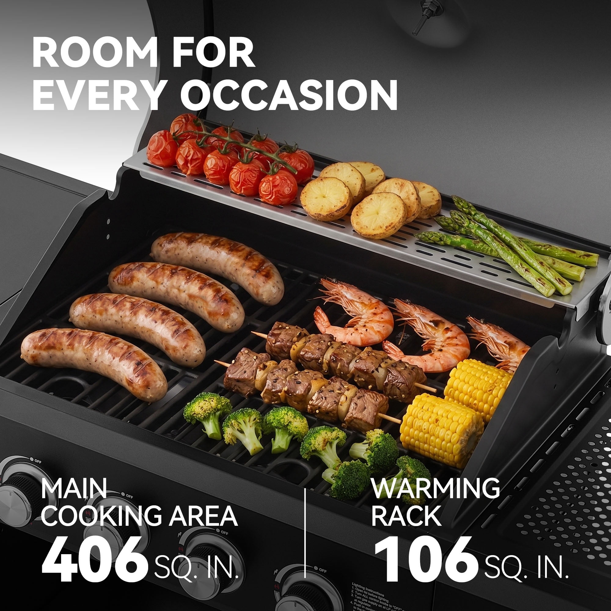Royal Gourmet OK4003T 4-Burner Gas Grill with Side Burner for Backyard Cooking, Silver & Black