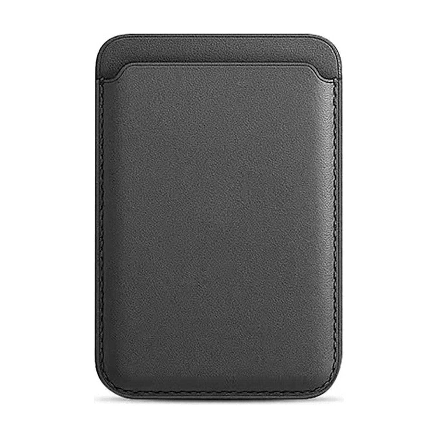 Leather Magnetic Card Wallet Holder - Black