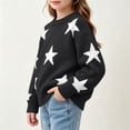 thumbnail image 4 of Atogsazn Childrens Girls Knitted Sweater Casual Star Printed Long Sleeve Sweaters Fall Winter Tops Clothes Black 6-8Years Fashion, 4 of 7
