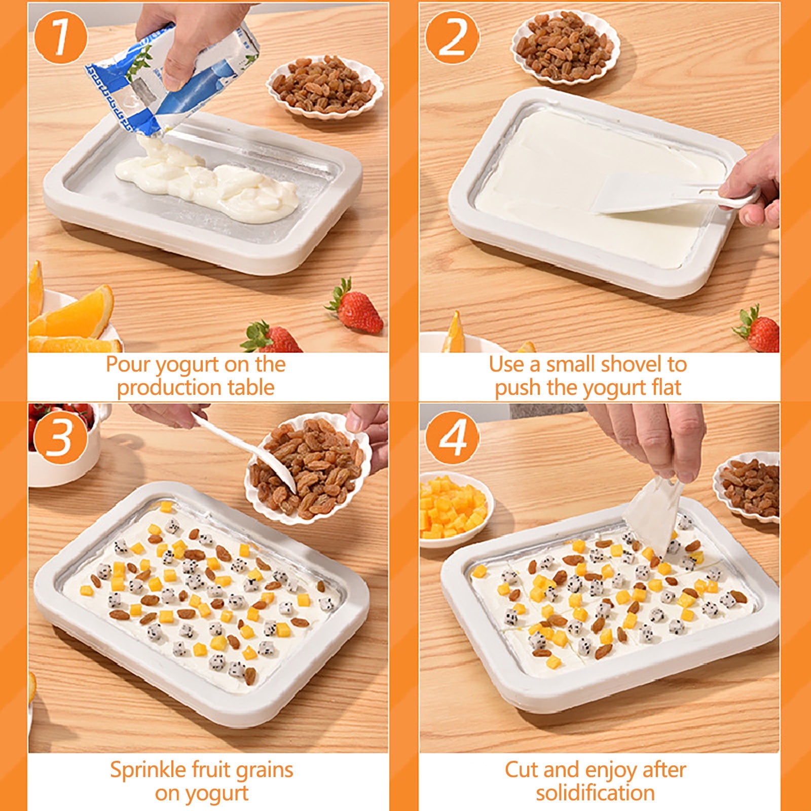 Infidev Instant Ice Cream Maker for Kids, Rolled Ice Cream Maker Machine,with 2 Shovels,Frozen Yogurt Machine,Instant Gelato Pan/Rollplate Freezer Bowl,Parent-Child Interactive Diy Gift