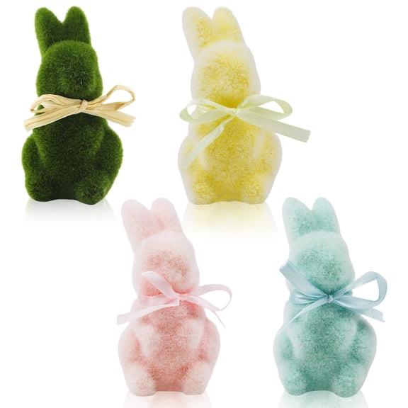 Easter Moss Bunny Artificial Moss Rabbits Figurine Decorations for Spring Tabletop Centerpiece Easter Party Favors Gifts 4Pcs