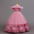 thumbnail image 5 of HJYCHN Girls' Dresses off Shoulder Long Layered Tutu Gown with Ruffled Neckline for Toddler Dress 11-12 Years, 5 of 9