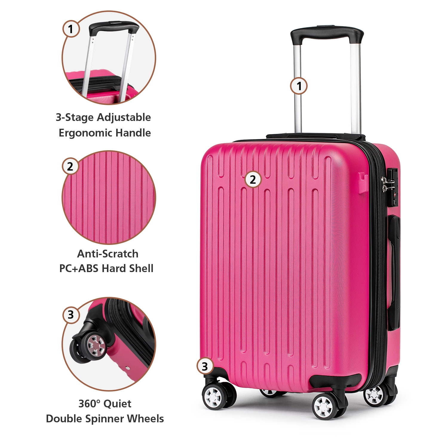WEPLUS 20" Expandable Carry-On Luggage Set 3-Piece with Duffel Bag and Toiletry Bag