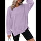 thumbnail image 1 of Sudadera de Cuello Redondo de Punto Gofre de Gran Tamaño para Mujer, Sudadera Informal de Larga con Laterales Púrpura M, 1 of 8