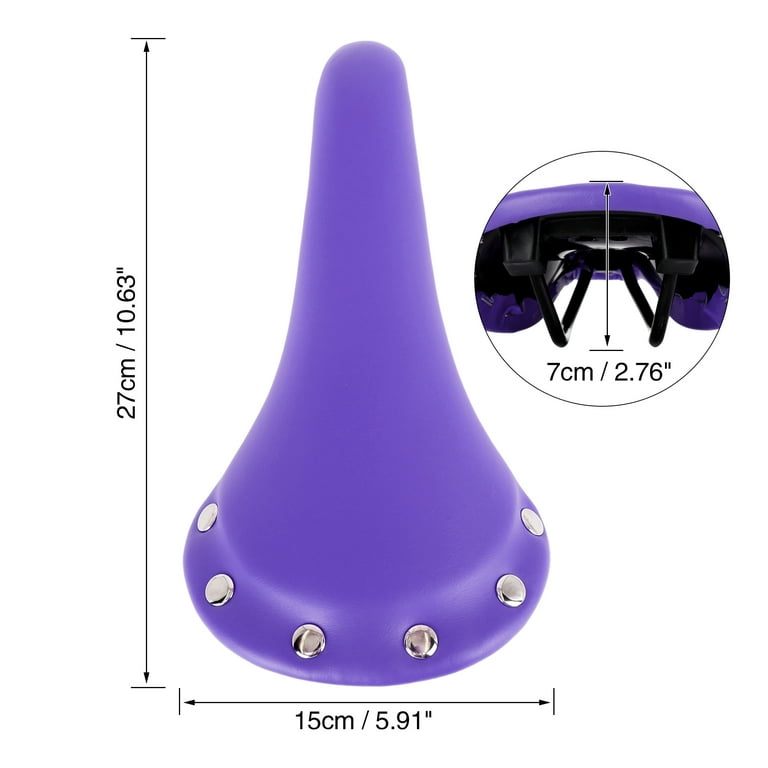 27x15x7cm Comfortable Road Bicycle Saddle Purple PU Leather Bicycle Shallow Seat with Rivets
