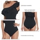 thumbnail image 5 of Traje de baño de un hombro para mujer Trajes de baño asimétricos de una pieza Trajes de baño con volantes Negro S, 5 of 6