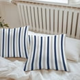 thumbnail image 4 of Navy Blue White Stripes Outdoor Pillow Covers Set of 2 Minimalist Abstract Vertical Striped Waterproof Throw Pillow Case Decorative Square Cushion Cover for Patio Couch Garden Balcony, 26"x26", 4 of 9