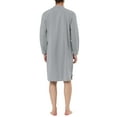 thumbnail image 3 of Unique Bargains Men's Banded Collar Nightshirt Sleep Shirt Nightgown M Gray, 3 of 6