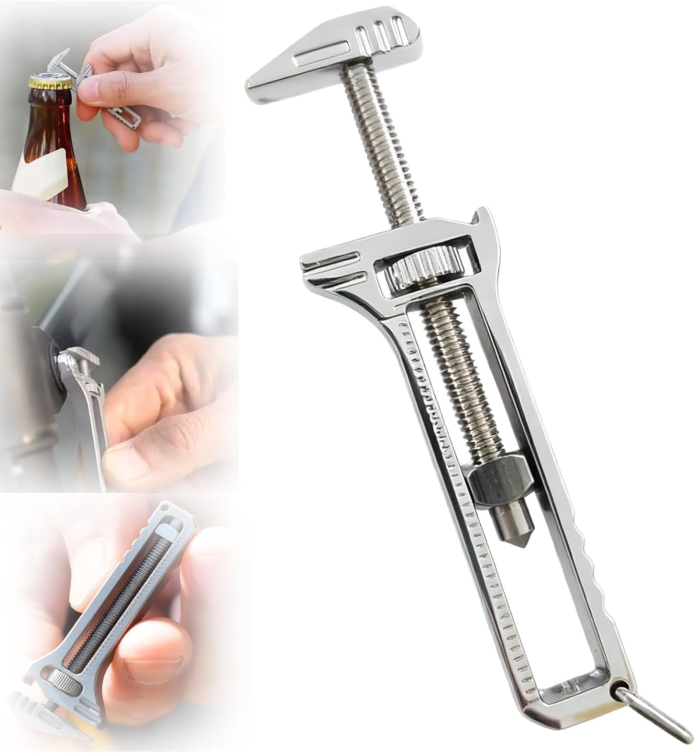 Compact Titanium Multitool, 2026 New 11-in-1 Mini Adjustable Wrench, Multifunctional Adjustable Wrench Alloy Tool, Keychain, Bottle Opener, Nail Puller, Phone Stand, Ruler and Other Functions (4pcs)
