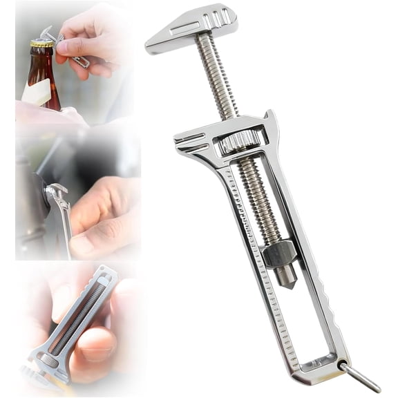 Compact Titanium Multitool, 2026 New 11-in-1 Mini Adjustable Wrench, Multifunctional Adjustable Wrench Alloy Tool, Keychain, Bottle Opener, Nail Puller, Phone Stand, Ruler and Other Functions (1pc)