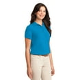 thumbnail image 4 of Port Authority Adult Female Women Plain Short Sleeves Polo Turquoise X-Large, 4 of 6