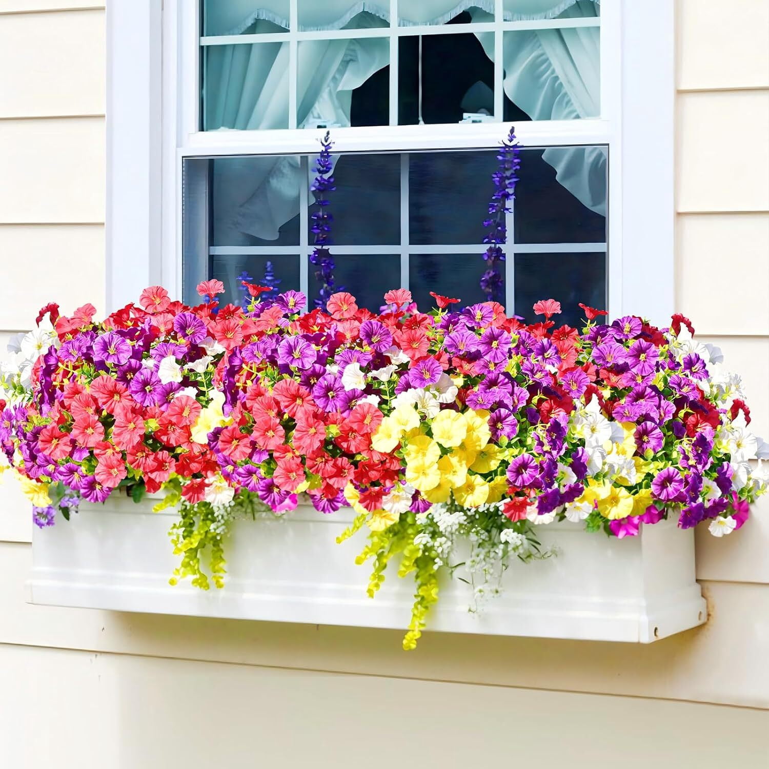 GoXteam 12 Bundles Artificial Flowers for Outdoors Faux Morning Glory Spring Summer Decoration, Fake Flowers Plants Look Real Silk Flowers Decor for Outside Planter Front Door Porch Patio Yard