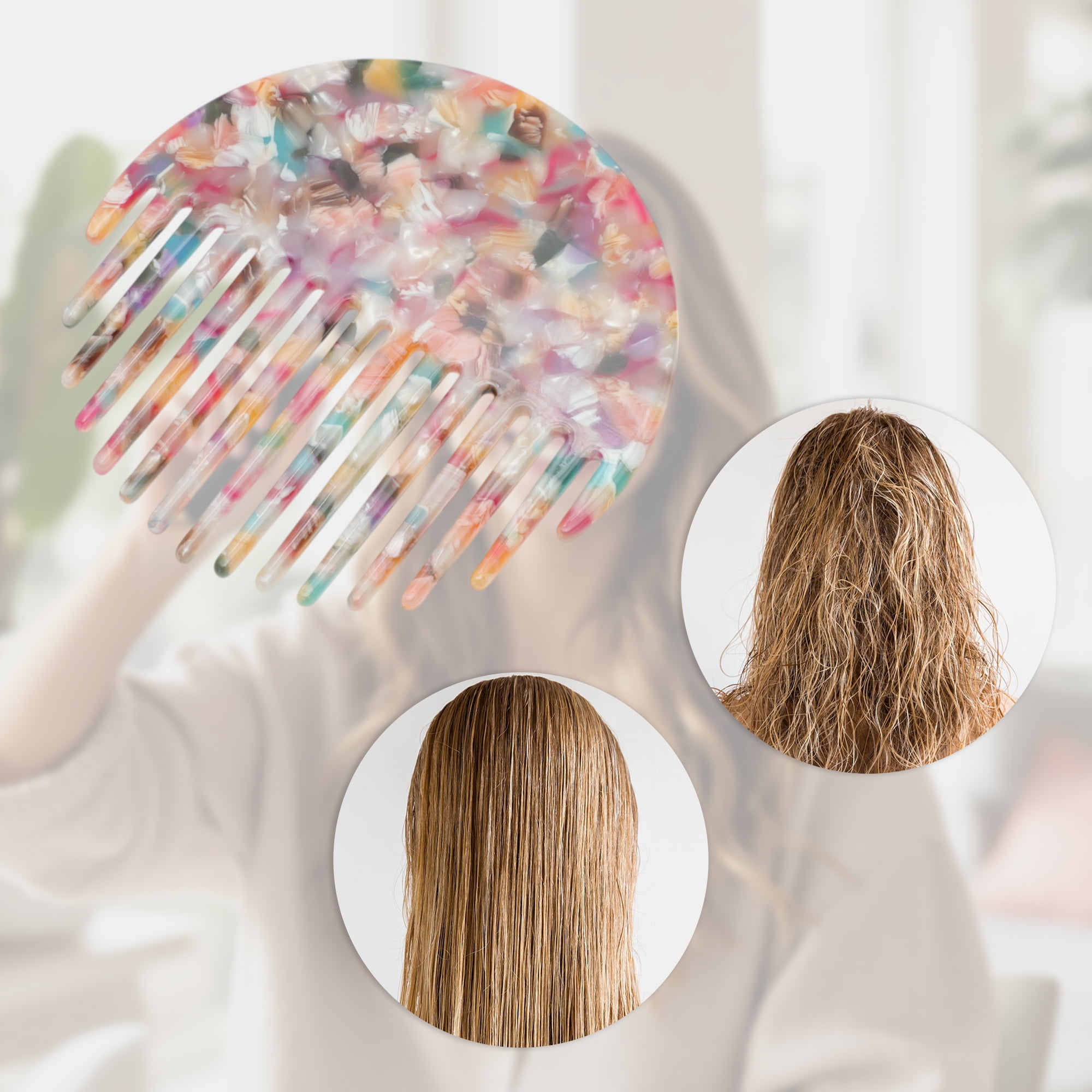 Unique Bargains 1 Pc Durable Convenient Round Hair Comb for Styling Detangling Colorful