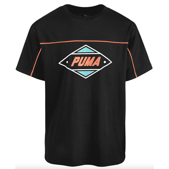 Puma Big Boys Logo-Print T-Shirt (Black, S)