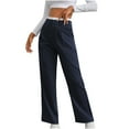 thumbnail image 7 of pstuiky Women's Dress Pants, Striped Loose Long Straight Leg High Waisted Trousers Summer Gym Pants Women Navy XL, 7 of 7