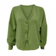 thumbnail image 2 of UTTOASFAY Women Solid Color Casual Long Sleeve Knitted Cardigan Sweater Coat Green 4(S), 2 of 6