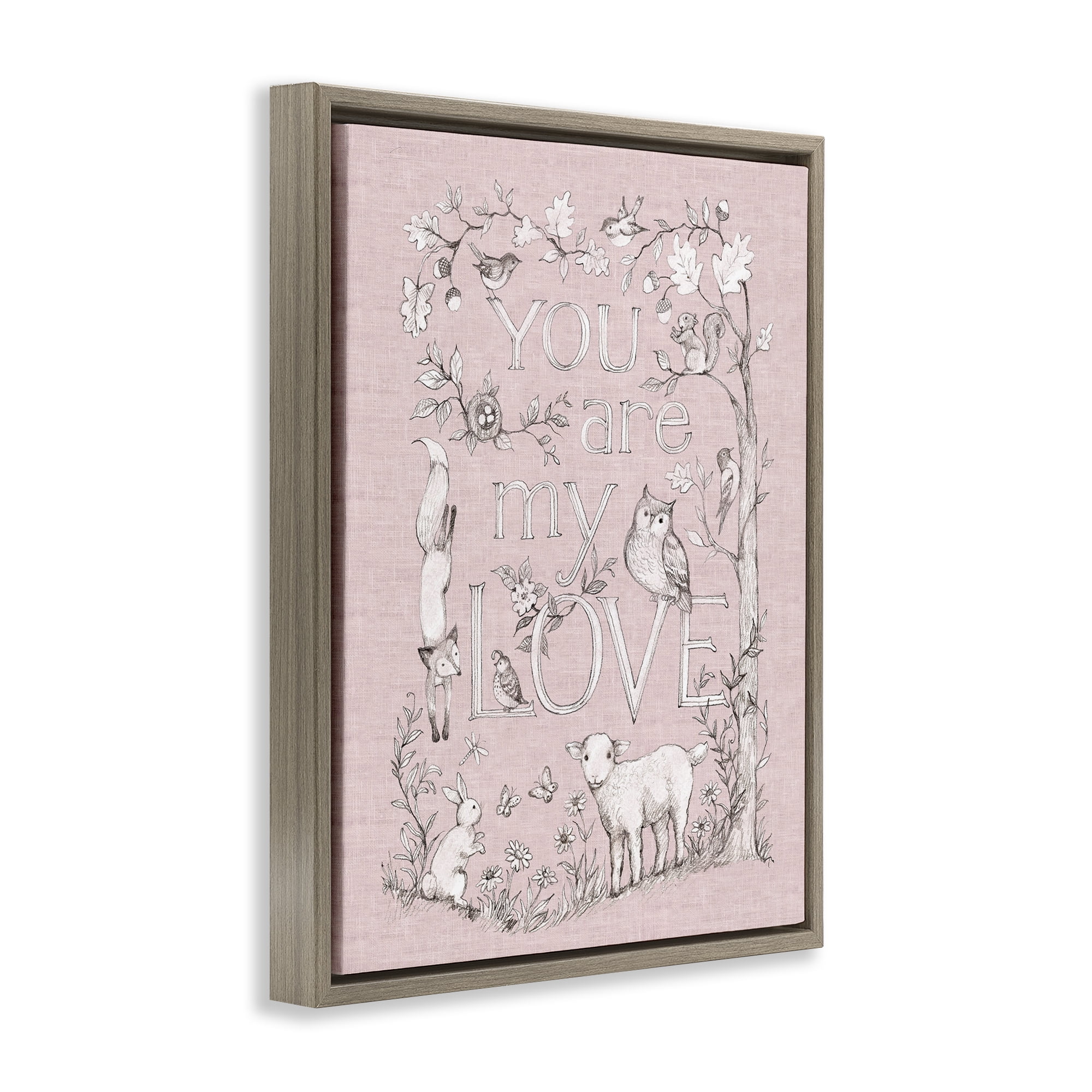 Stupell Industries You Are My Love Brown Framed Floater Canvas Wall Art, design by Susan Winget
