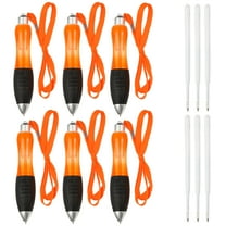 6 Pcs Uxcell Big Fat Pens, Orange Heavy Weighted Ballpoint Pen Retractable Wide Grip Thick Pen with Strap for Hand Tremors Elderly Handicap(6 Black Refills)