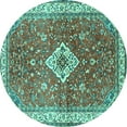 thumbnail image 1 of Ahgly Company Indoor Round Medallion Turquoise Blue Traditional Area Rugs, 3' Round, 1 of 4