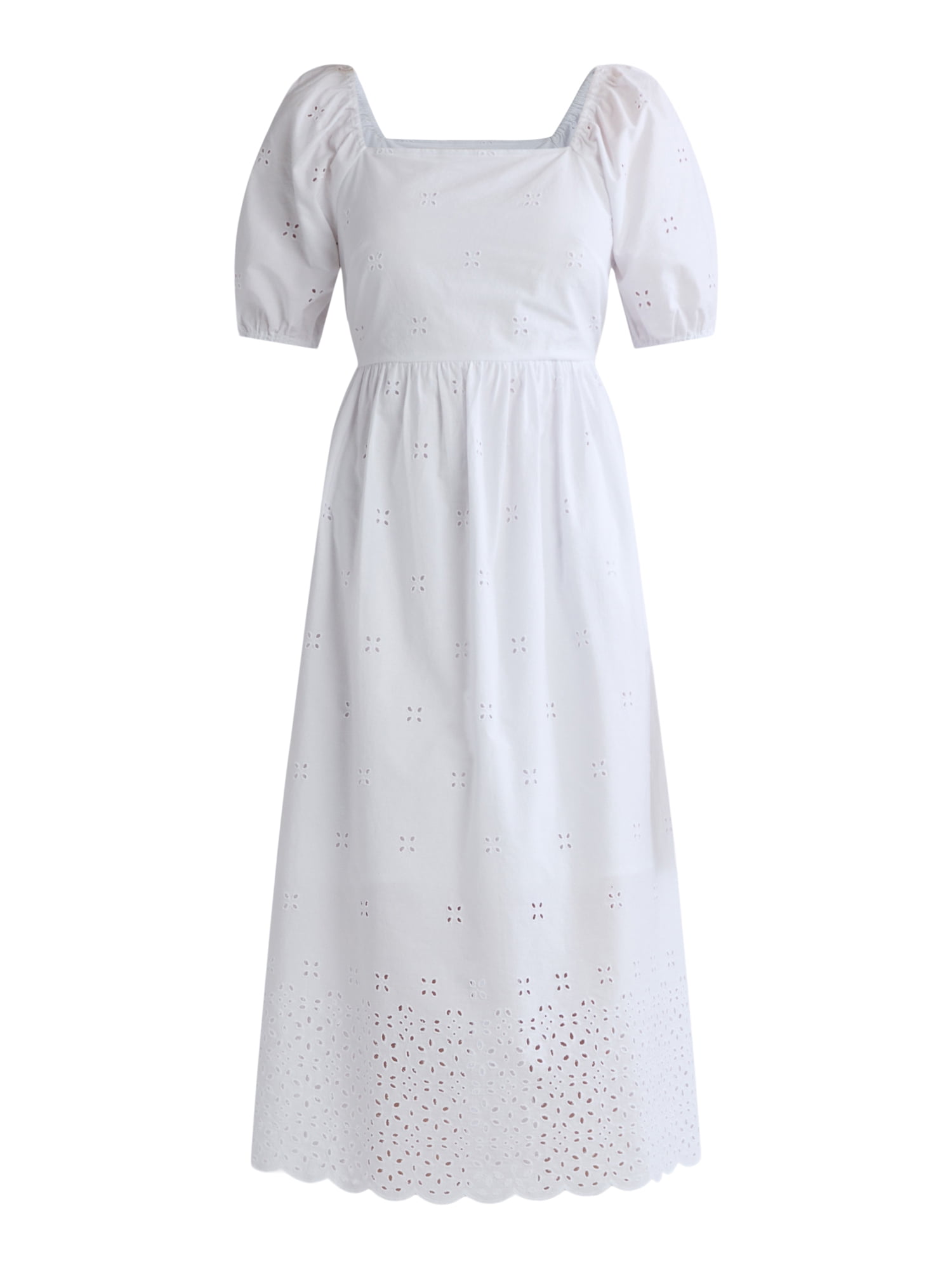 Time and Tru Women's and Women's Plus Eyelet Midi Dress, Sizes XS-4X