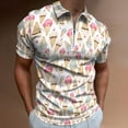 thumbnail image 2 of Ice Cream Cone Pattern Men Zipper T-shirt Summer Casual Short Sleeve T-shirt Top, 2 of 7