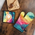 thumbnail image 5 of Colorful Tie Dye Wave Pattern Kitchen Oven Mitt and Pot Holder Sets 4 Pcs for Baking, Cooking and Grilling, Heat Resistant Up To 392 °F, 5 of 7