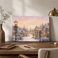 thumbnail image 5 of Christmas Village Canvas Wall Art, Winter Rustic Cottagecore Warm Streetlamp Wooden‑Stretched Canvas Print Artwork, Home Wall Decor for Living Room Bedroom Office 18"Lx12"W, 5 of 9