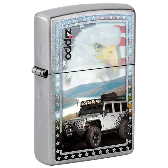 Zippo Lighter: Zippo Jeep with American Flag - Street Chrome 80989