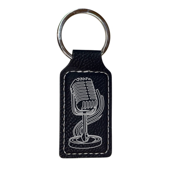 Keychain - Rectangle - Microphone - Leather