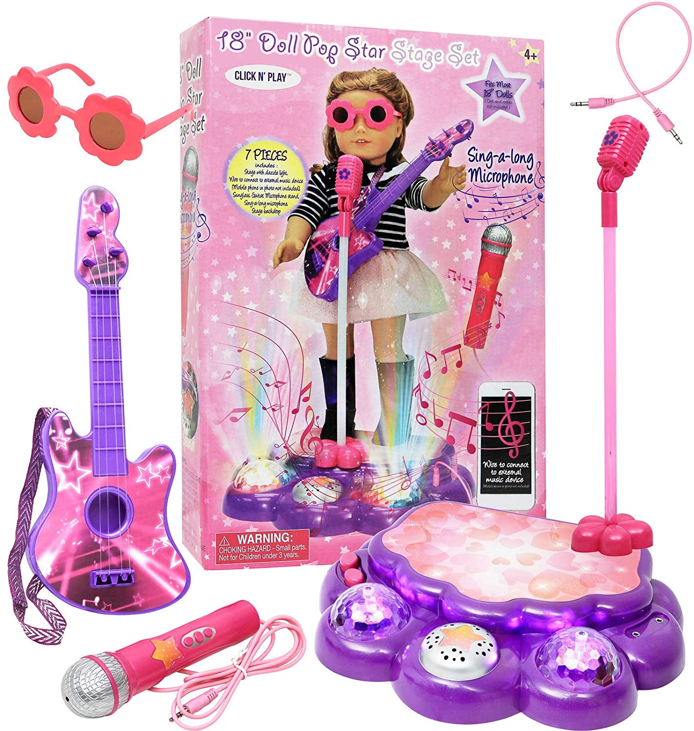 Music Set Guitar Microphone Glasses 18/" Accessory For American Girl Doll