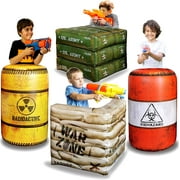 Pack of 4 Combat Battlefield Inflatables, Compatible with Nerf, Laser tag, Water Gun, Dart Gun, Perfect for Boys and Girls Birthday Activities, Suitable fot Kids and Adults