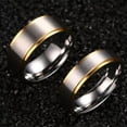 thumbnail image 5 of 316L Stainless Steel Silver Brushed Gold Plating Bands Men Women's Couple Rings, 5 of 8
